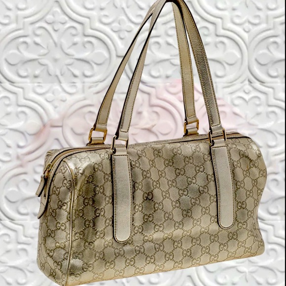 Gucci Beige and Metallic Monogram Charmy
Boston Bag - EUC - Picture 3 of 10